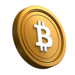 Pièce Bitcoin (BTC) penchée intégrée au design de la section hero