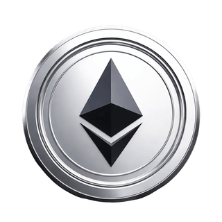 Élément visuel flottant illustrant la pièce Ethereum (ETH)